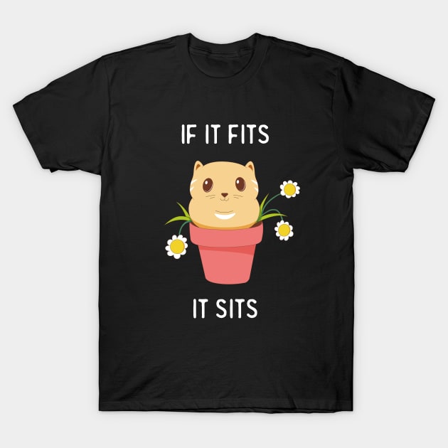 If It Fits It Sits Funny Cat Lover Cute T-Shirt by Foxxy Merch